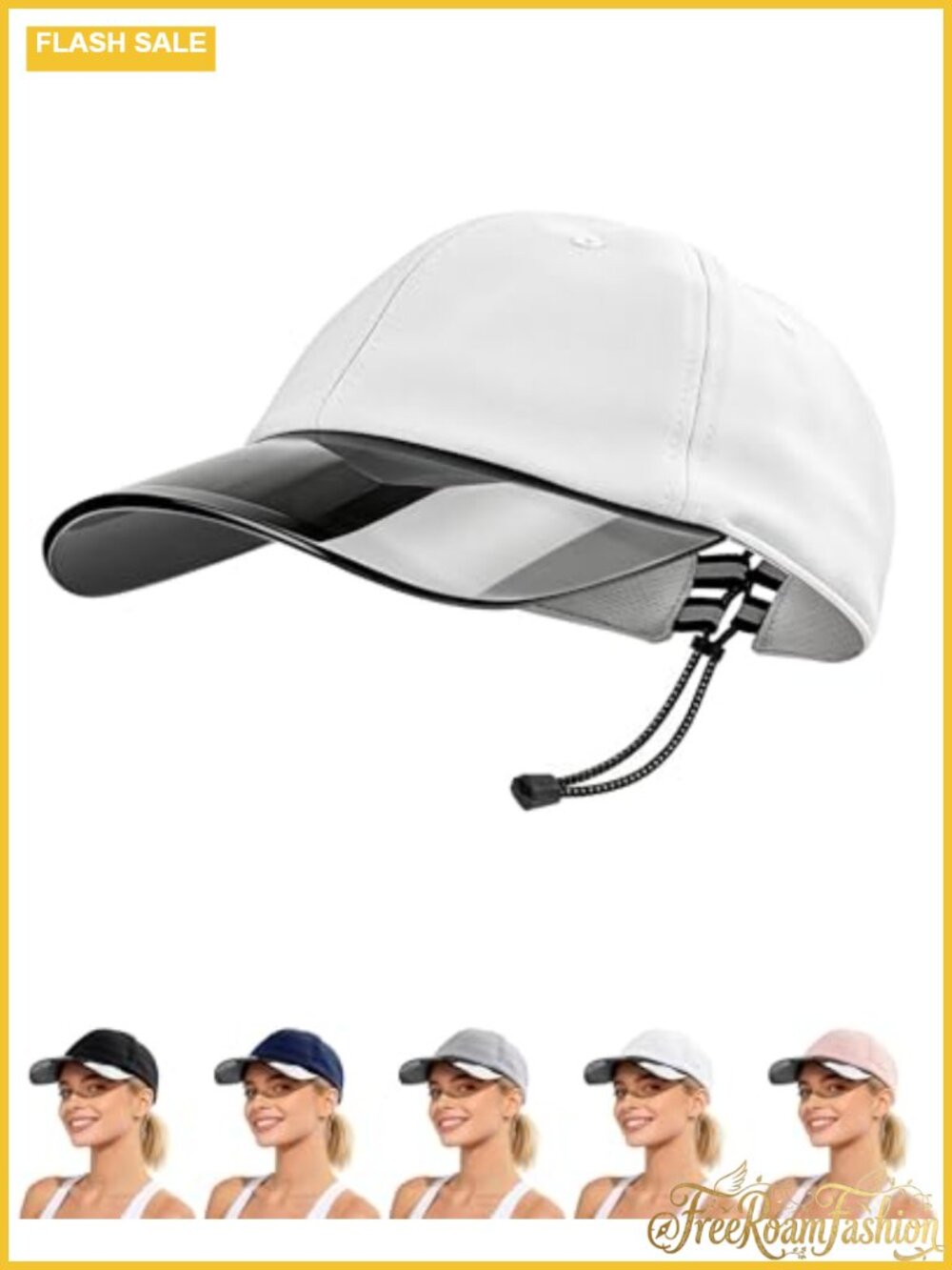 Clear Brim Baseball Cap UPF 50+ Water Resistant Adjustable Sun Hat